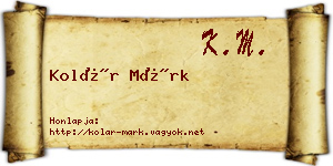 Kolár Márk névjegykártya